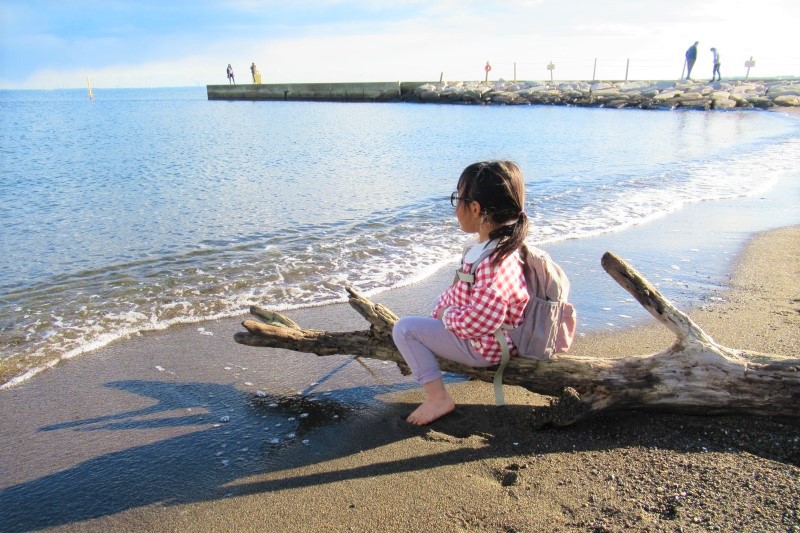 海辺で遊ぶ女の子